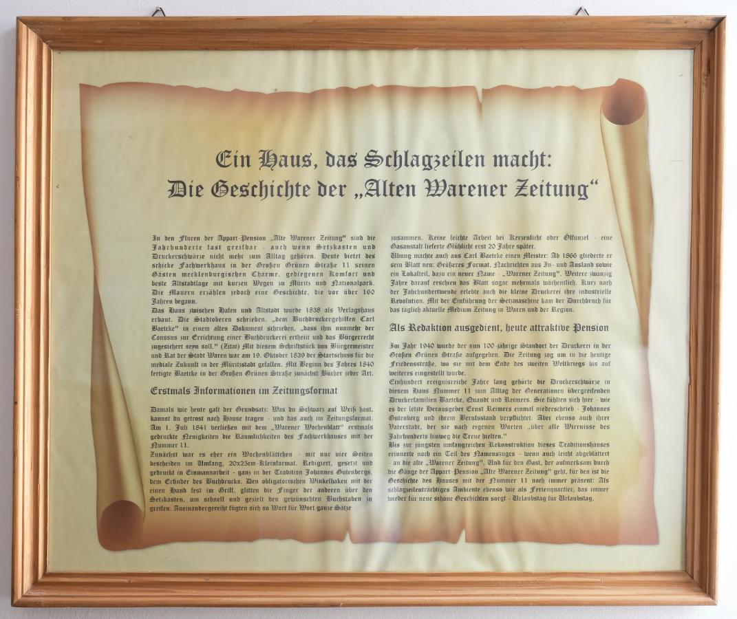 Hotel Waren-Alte Warener Zeitung Buitenkant foto